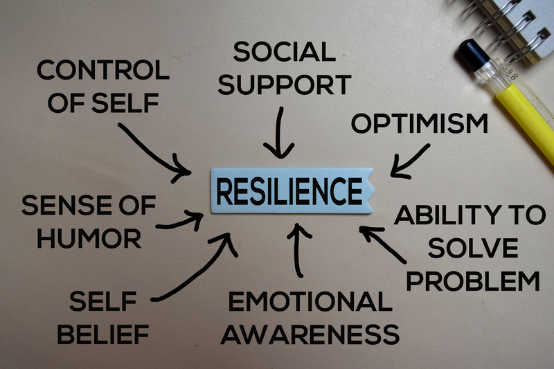 Resilience Method text with keywords isolated on white board background. Chart or mechanism concept