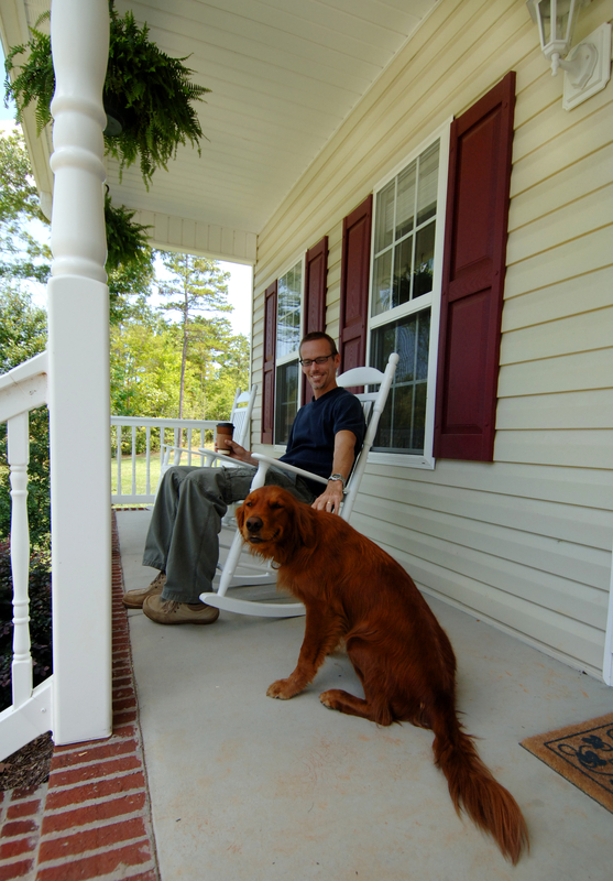 Man and his dog at home